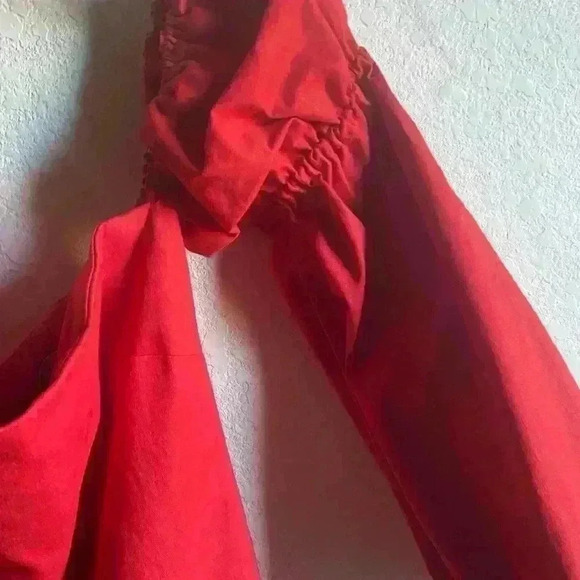 ÀCHEVAL PAMPA  Net Sustain Nube Off-The-Shoulder Stretch-Cotton Red Midi Dress M - Picture 8 of 16